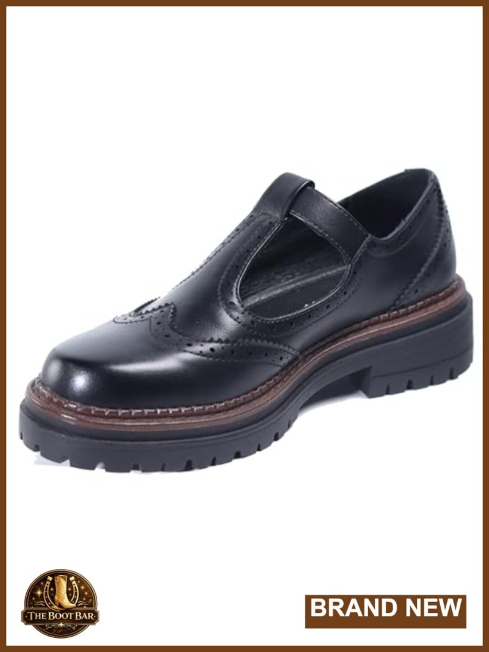 Women's T-Strap Platform Mary Jane Flats PU Leather Non-Slip Oxfords